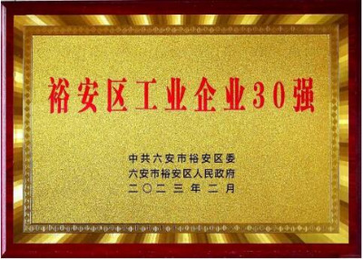 安徽六安裕安區(qū)工業(yè)企業(yè)30 強